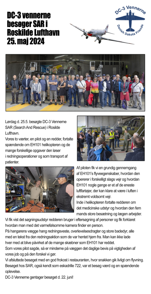 Besøg hos SAR i Roskilde Lufthavn 25.05.2024 Besøg hos SAR i Roskilde Lufthavn 25.05.2024